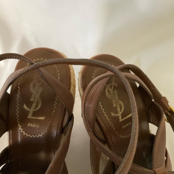 YSL Saint Laurent Brown Platform Sandals 37 - Picture 3 of 5